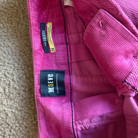 Maeve x Anthropologie Collette Corduroy Pants Pink – Size 28 - Picture 6 of 6